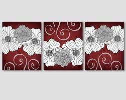 burdy red wall art decor grey and