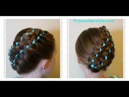 Easy and cute hairstyles for long hair ideas. Diagonal Stacked Ribbon Braid Updo Easter Hairstyles Youtube