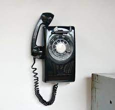 Phone Black Rotary Dial Wall Mount