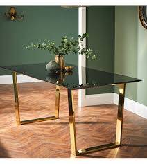 Get the best deals on black metal table legs. Hans Gloss Dining Table With A Black Top And Gold Finished Metal Legs