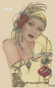 Cross Stitch Chart Art Deco Lady 44a Flowerpower37 Uk Free