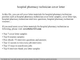 Inpatient Pharmacy Technician Cover Letter Examples Pharmacist