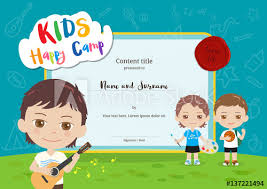Colorful Kids Summer Camp Certificate Template In Cartoon