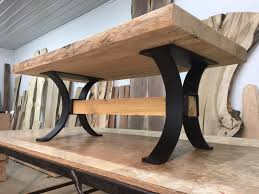 steel timber beam coffee table base set