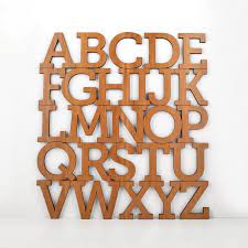 Wood Alphabet Letter Modern Typography