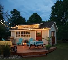 The idea of buying one of those amish storage sheds and finishing it out for a new small backyard. Design Ideas 8 Sheds You Ll Love Guest House Shed Backyard Sheds Outdoor Buildings