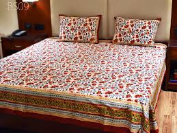 indian cotton bed sheet set hand block