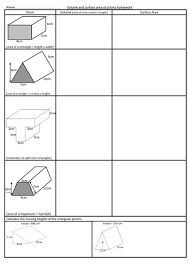 Plugging in the measurements that are given in the net, calculate the. Volume And Surface Area Of Prisms Worksheet Teaching Resources
