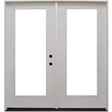 Steves Sons 56 In X 80 In Reliant Series Clear Full Lite White Primed Left Hand Inswing Fiberglass Double Prehung Patio Door