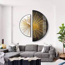 Set Of 2 Round Wall Art Gold Line