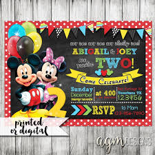 12 Mickey And Minnie Twin Birthday Invitations Twins 1st