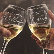 Personalised Heart Wine Glass Set His