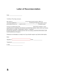 free letter of recommendation templates