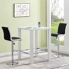 Jam Square Glass White Gloss Bar Table