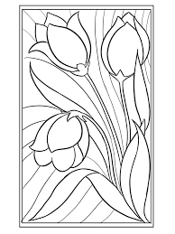Flowers Stained Glass Coloring Page