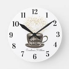 Coffee Cups Clock Inspirational Quotes