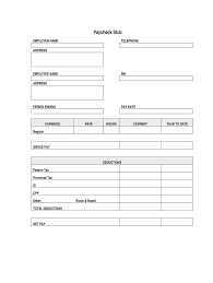 blank pay stub template fill out