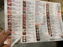 menu at 678 korean bbq eastwood