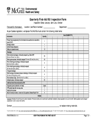 first aid kit inspection checklist form