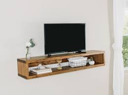Floating Tv Table Solid Wood Console Stand Wall Mounted Shelf