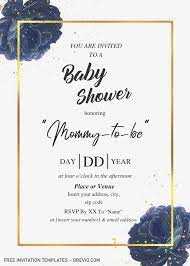 dusty blue roses baby shower invitation