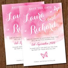 Pink Butterfly Watercolour Wedding Save The Date Elisa By