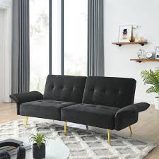 78 Italian Velvet Futon Sofa Bed