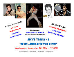 Wed, nov 3, 6:30 pm + 8 more events. Elvis Trivia Night Sparta Free Library