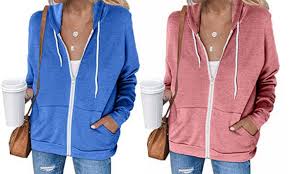 Up To 29 Off On Women Long Sleeve Zip Up Hood Groupon Goods