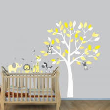 grey jungle wall stickers with elephant