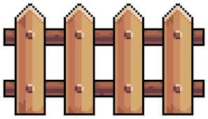 Pixel Art Wooden Fence Vector Icon For