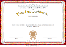 One sample of the greatest design from the good behavior certificate category. Nice List Certificate Template Free Download 1st Design Nice List Certificate Certificate Templates Templates Free Download