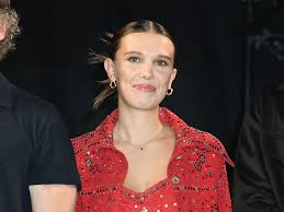 millie bobby brown wore a red glittery