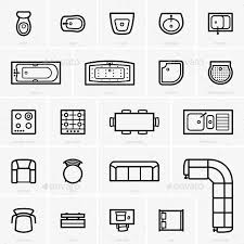 Top View Furniture Icons Interior