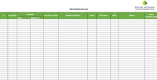 Free Data Quality Issue Log Template In 2019 Data Quality