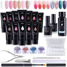 The kit featured below is the pink poly nail extension gel kit, but the. Ohuhu 12 Colors Poly Nail Gel Kit