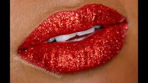 red glitter lip tutorial mac ruby woo