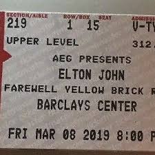 2 Tickets Elton John 3 08 19 At Barclays Center In Brooklyn