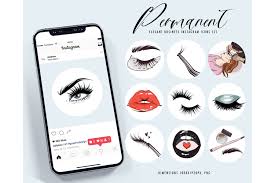 permanent makeup clipart eyelash icons set