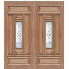 narrow mahogany double entry doors