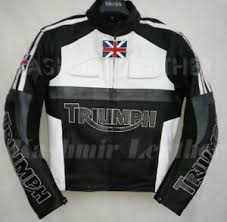 Details About New Mens Black Gray Motorcycle Uk Flag Racing Cowhide Leather Jacket For Triumph
