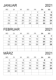 März) auf einen montag fällt der diesjährige internationale frauentag. Kalender Januar Februar Marz 2021 Kalender Su