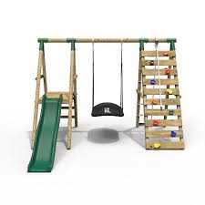 Rebo Wooden Swing Set With Deck And