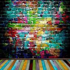Multi Color Graffiti Brick Wall Wood