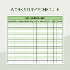 work study schedule excel template and
