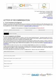 Letter Of Recommendation Form Or Examples For Graduate