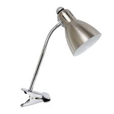 Simple Designs 17 5 In Clip Light Brushed Nickel Desk Lamp Ld2016 Bsn The Home Depot