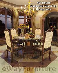 Round Decorative Glass Top Dining Table