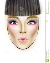 Face Chart Makeup Artist Blank Template Stock Illustration