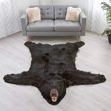living e with a black bear rug
